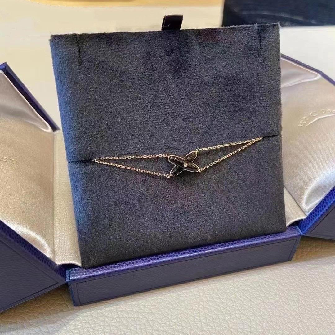 [⭐Shinejoy]JEUX BRACELET ONYX PINK GOLD 1 DIAMOND