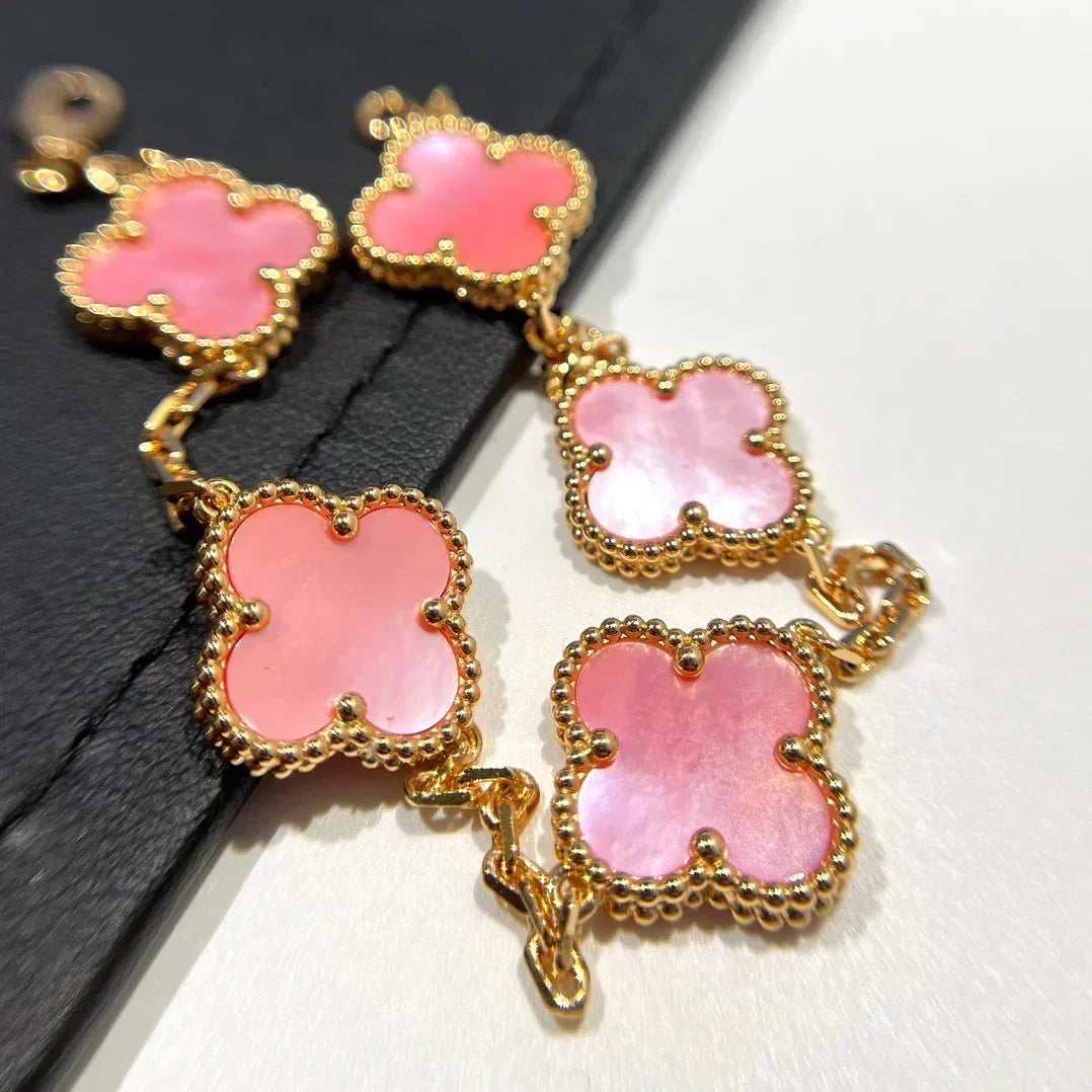 [⭐Shinejoy] CLOVER 5 MOTIFS PINK MOP ブレスレットコレクション