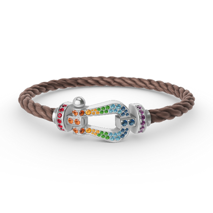 [⭐Shinejoy]FORC LARGE HORSESHOE  COLORED DIAMOND BRACELET SILVER