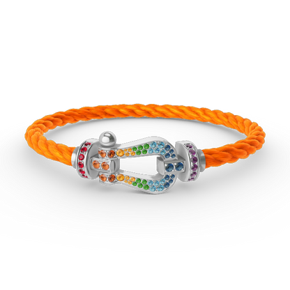 [⭐Shinejoy]FORC LARGE HORSESHOE  COLORED DIAMOND BRACELET SILVER