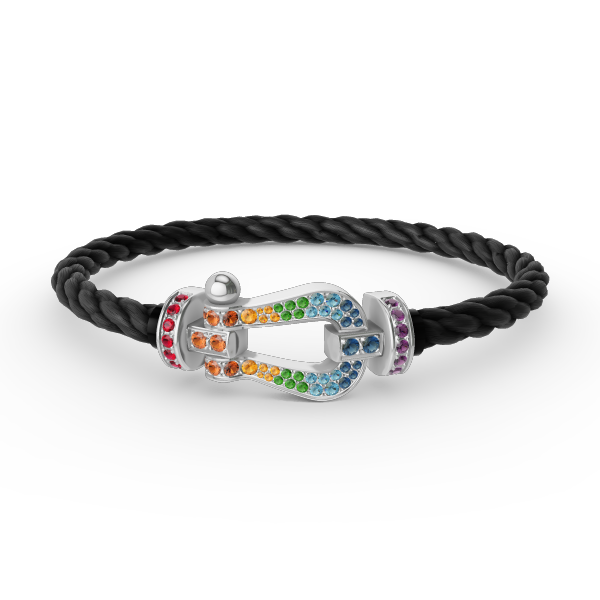 [⭐Shinejoy]FORC LARGE HORSESHOE  COLORED DIAMOND BRACELET SILVER