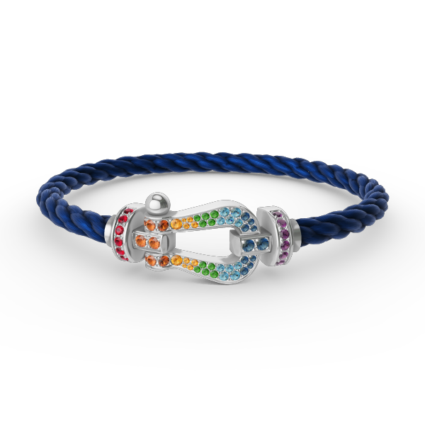 [⭐Shinejoy]FORC LARGE HORSESHOE  COLORED DIAMOND BRACELET SILVER