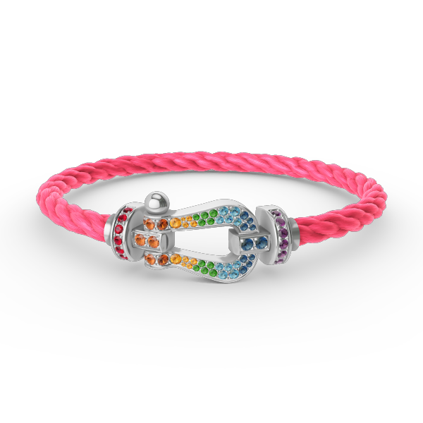 [⭐Shinejoy]FORC LARGE HORSESHOE  COLORED DIAMOND BRACELET SILVER