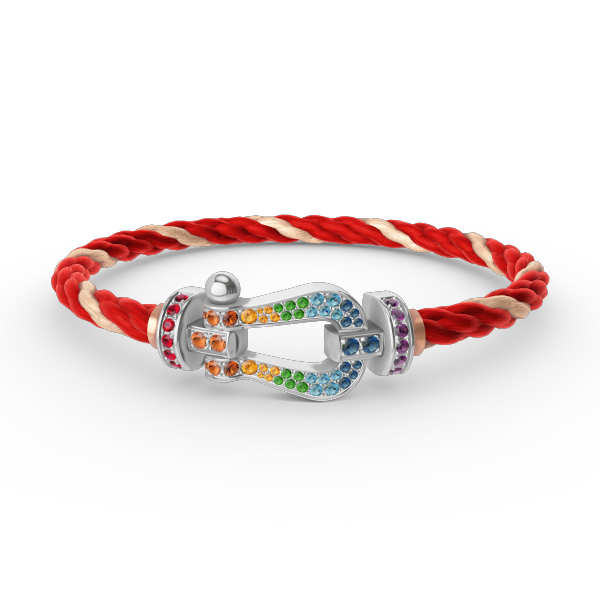 [⭐Shinejoy]FORC LARGE HORSESHOE  COLORED DIAMOND BRACELET SILVER
