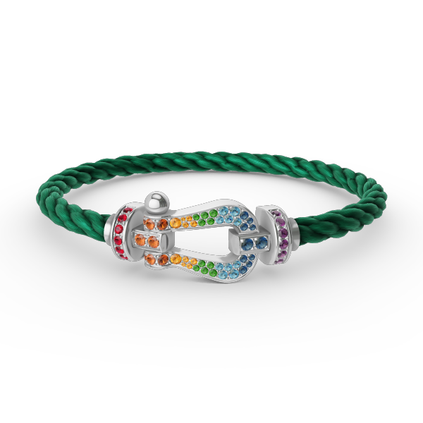 [⭐Shinejoy]FORC LARGE HORSESHOE  COLORED DIAMOND BRACELET SILVER