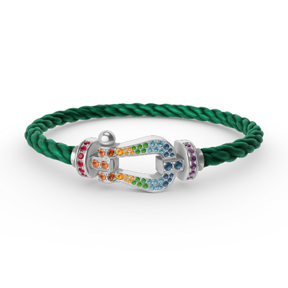 [⭐Shinejoy]FORC LARGE HORSESHOE  COLORED DIAMOND BRACELET SILVER