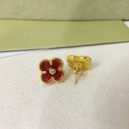 [⭐Shinejoy]2026 NEU CLOVER 1 MOTIV ROSA EMAIL-OHRSTECKER MIT DIAMANTEN