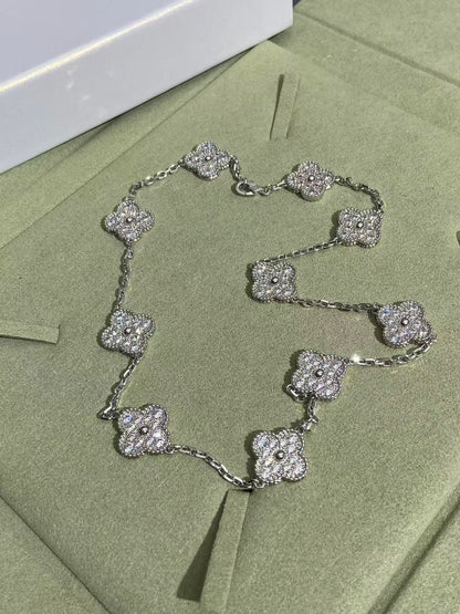 [⭐Shinejoy]CLOVER 10 MOTIFS  FULL DIAMOND NECKLACE