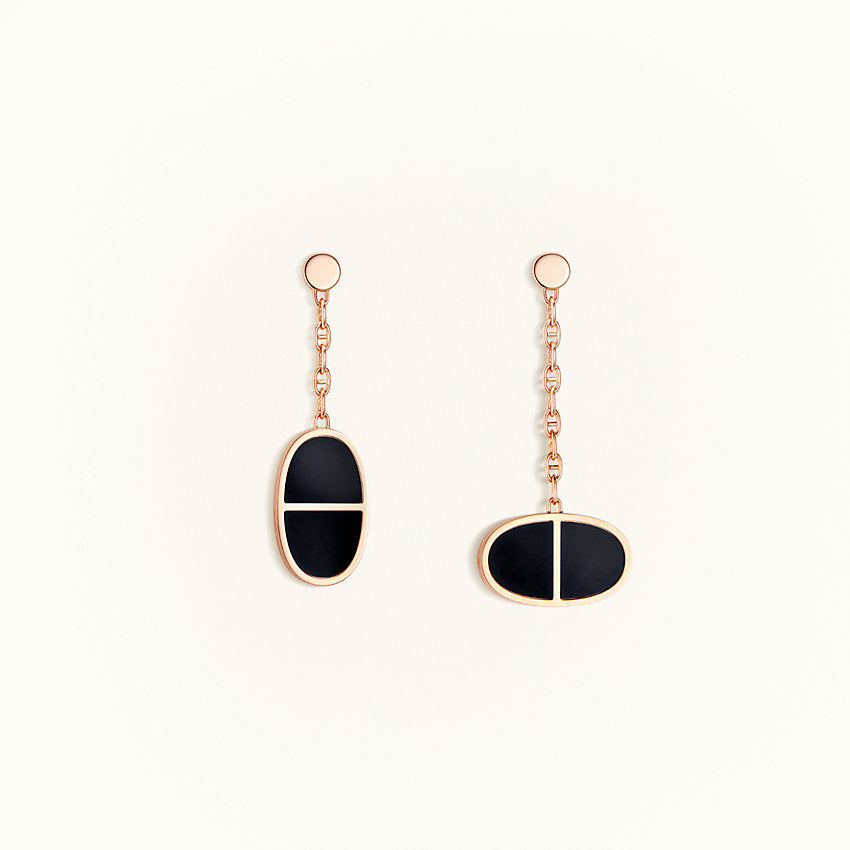 [⭐Shinejoy]CHAINE VERSO ブラックセラミックピアス