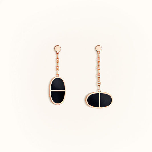 [⭐Shinejoy]CHAINE VERSO ブラックセラミックピアス