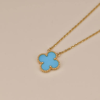 [⭐Shinejoy]CLOVER 15MM VINTAGE TURQUOISE NECKLACE