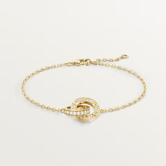 {
  "⭐Shinejoy": "LOVE ダブルリング フルダイヤモンド ブレスレット"
}