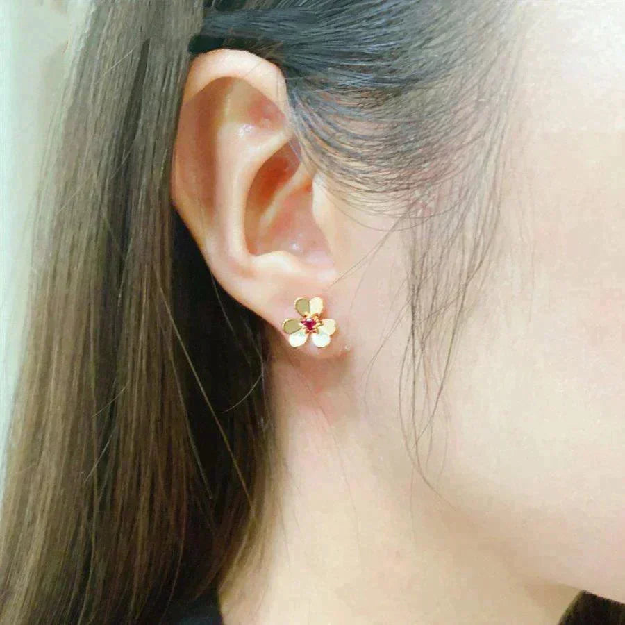 [⭐Shinejoy]フリヴォル フラワー ピンク ピアス