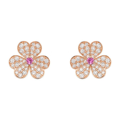 [⭐Shinejoy]FRIVOLE PINK GOLD FLOWER DIAMOND EARRINGS