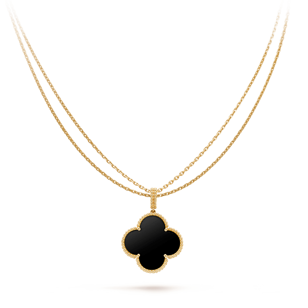 [⭐Shinejoy]CLOVER 25MM ゴールドオニキス ビッグクローバーネックレス