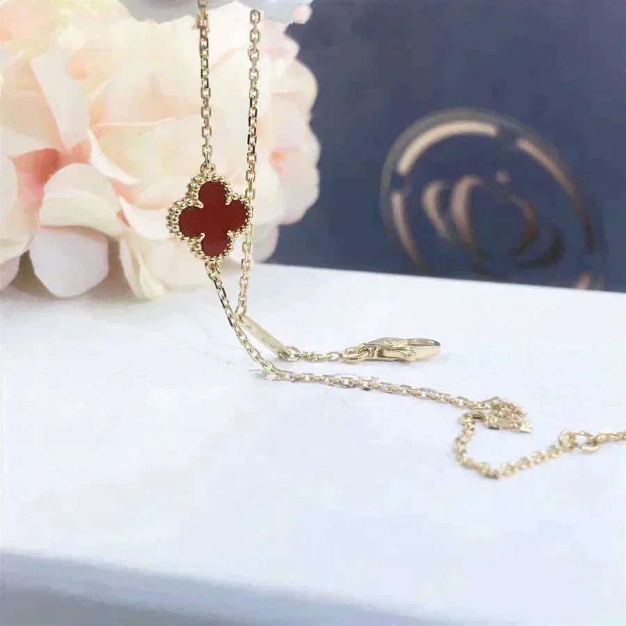 [⭐Shinejoy]クローバー カーネリアン シングルフラワーブレスレット