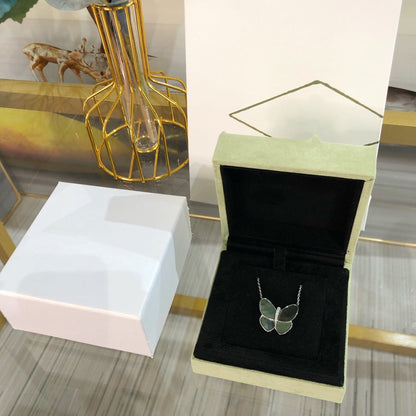 [⭐Shinejoy]ラージバタフライ シルバーペンダント ダイヤモンドネックレス