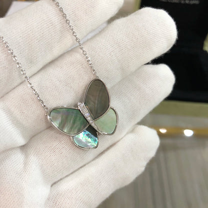 [⭐Shinejoy]ラージバタフライ シルバーペンダント ダイヤモンドネックレス