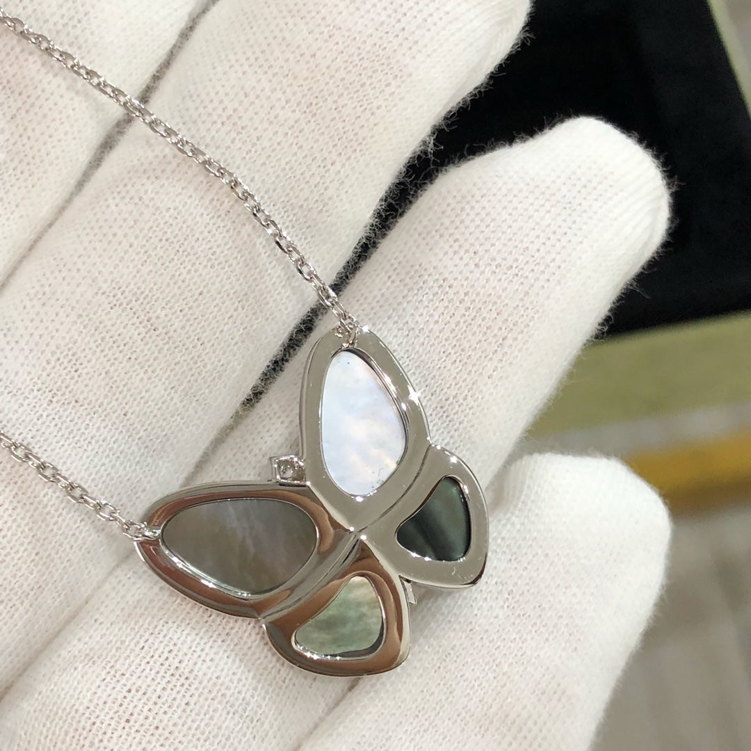 [⭐Shinejoy]ラージバタフライ シルバーペンダント ダイヤモンドネックレス