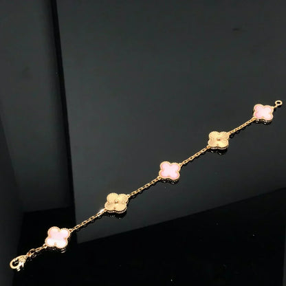 [⭐Shinejoy] CLOVER 5 MOTIFS PINK MOP ブレスレットコレクション