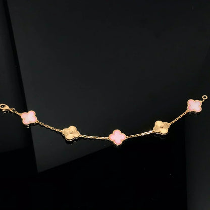 [⭐Shinejoy] CLOVER 5 MOTIFS PINK MOP ブレスレットコレクション