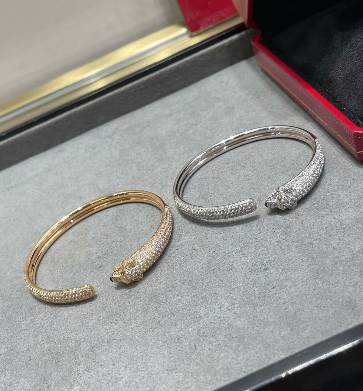 [⭐Shinejoy]パンテール フルダイヤモンド オープンブレスレット
