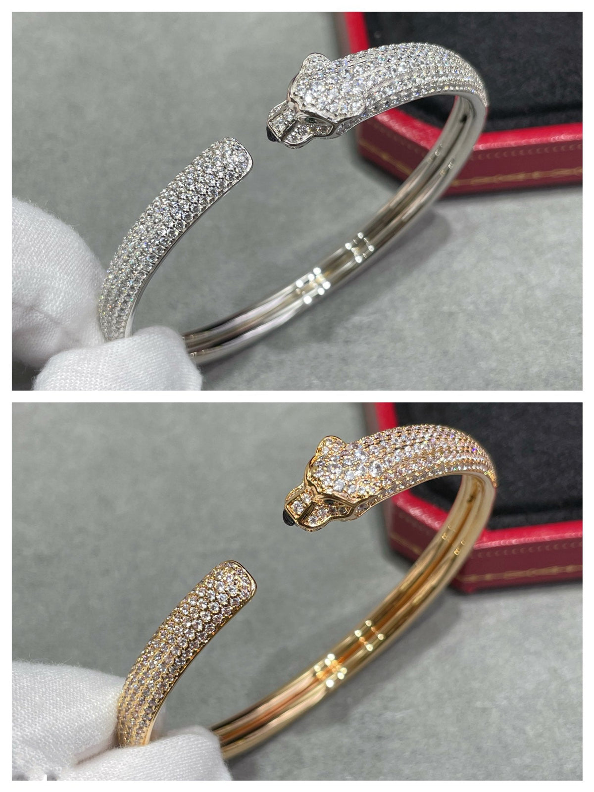 [⭐Shinejoy]パンテール フルダイヤモンド オープンブレスレット