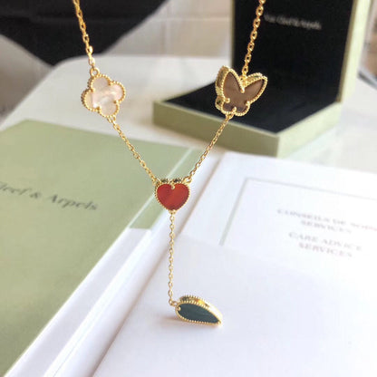 [⭐Shinejoy]ラッキースプリング 4モチーフ ローズゴールド ネックレス
