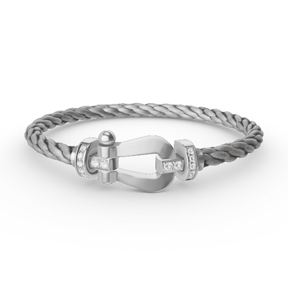 [⭐Shinejoy]FORCE LARGE HORSESHOE HALF DIAMOND BRACELET SILVER