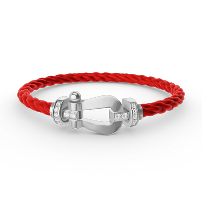 [⭐Shinejoy]FORCE LARGE HORSESHOE HALF DIAMOND BRACELET SILVER