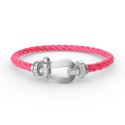 [⭐Shinejoy]FORCE LARGE HORSESHOE HALF DIAMOND BRACELET SILVER