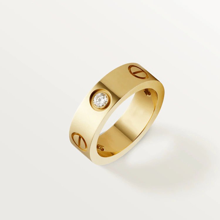 [⭐Shinejoy]LOVE リング 5.5MM 3ダイヤモンド ピンクゴールド