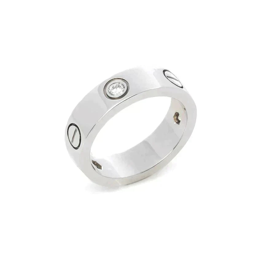 [⭐Shinejoy]LOVE リング 5.5MM 3ダイヤモンド シルバー