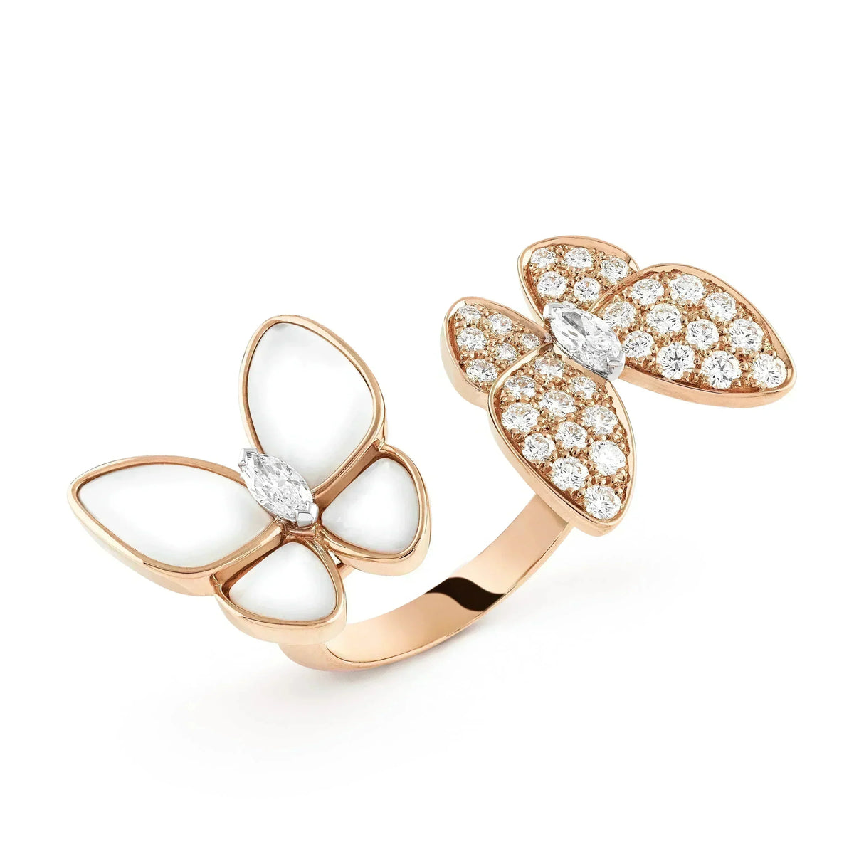 [⭐Shinejoy]TWIN BUTTERFLY DIAMANT PERLMUTT RING