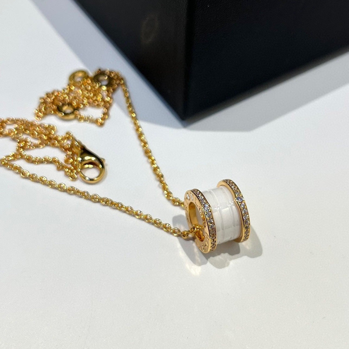 [⭐Shinejoy]ZERO 1 WEISSKERAMIK DIAMANT ROSÉGOLD HALSKETTE