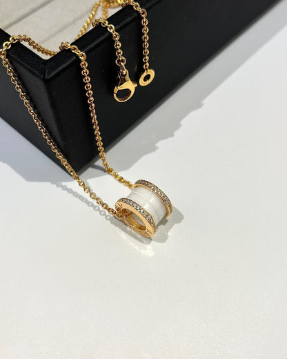 [⭐Shinejoy]ZERO 1 WEISSKERAMIK DIAMANT ROSÉGOLD HALSKETTE